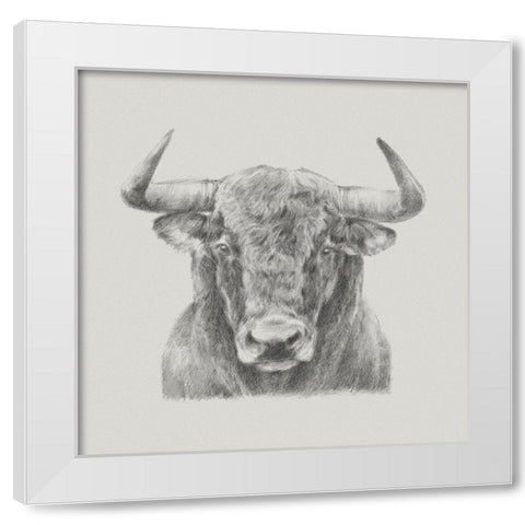 Black and White Bull White Modern Wood Framed Art Print by Harper, Ethan