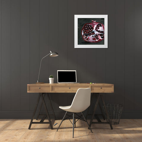 Pomegranate Study on Black I White Modern Wood Framed Art Print by Parker, Jennifer Paxton