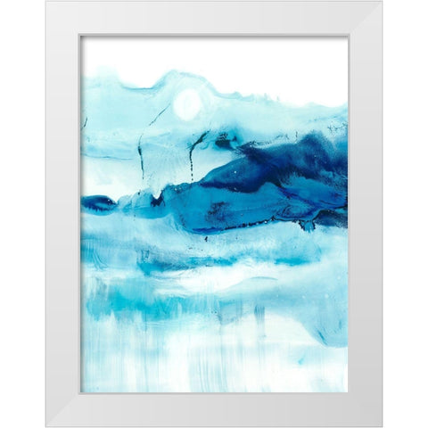 Blue Currents I White Modern Wood Framed Art Print by Harper, Ethan