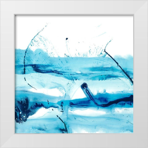 Blue Currents III White Modern Wood Framed Art Print by Harper, Ethan