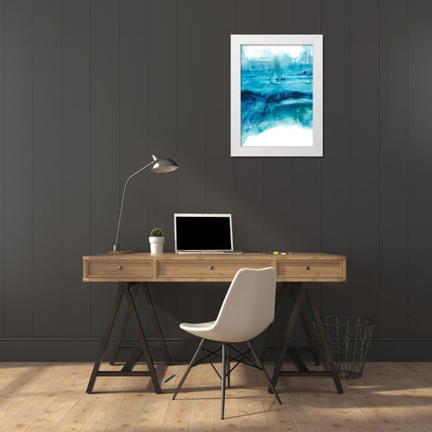 Aqua Mist I White Modern Wood Framed Art Print by Harper, Ethan