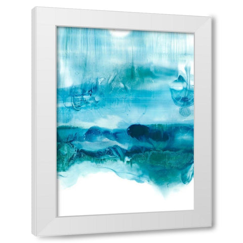 Aqua Mist II White Modern Wood Framed Art Print by Harper, Ethan