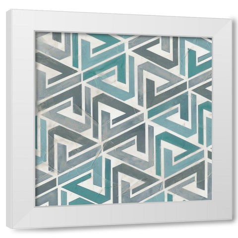 Teal Tile Collection II White Modern Wood Framed Art Print by Vess, June Erica
