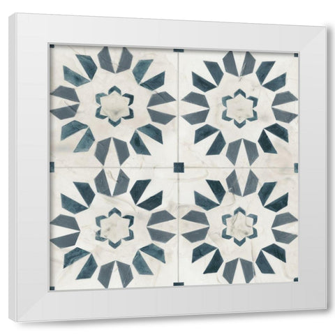 Teal Tile Collection III White Modern Wood Framed Art Print by Vess, June Erica