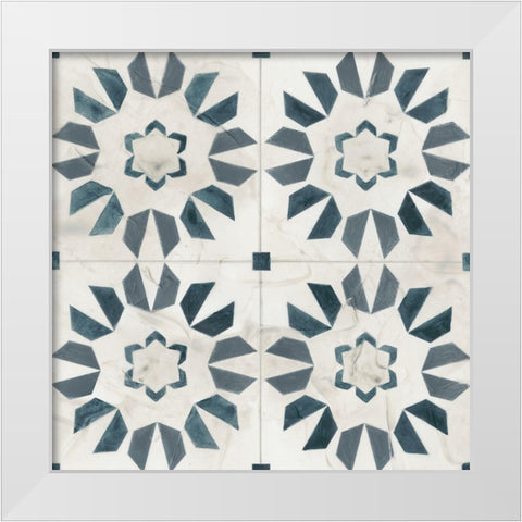 Teal Tile Collection III White Modern Wood Framed Art Print by Vess, June Erica