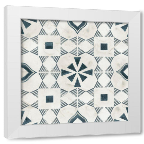 Teal Tile Collection V White Modern Wood Framed Art Print by Vess, June Erica