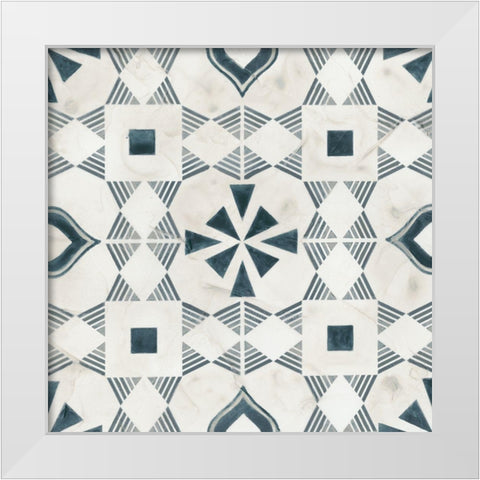 Teal Tile Collection V White Modern Wood Framed Art Print by Vess, June Erica