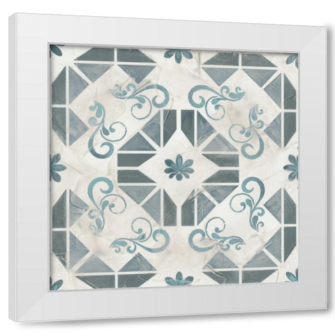 Teal Tile Collection VI White Modern Wood Framed Art Print by Vess, June Erica
