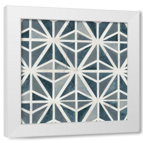 Teal Tile Collection VII White Modern Wood Framed Art Print by Vess, June Erica