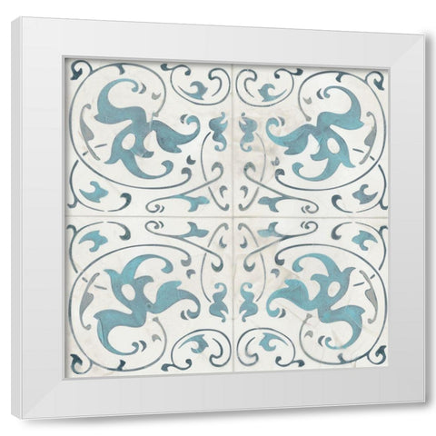 Teal Tile Collection VIII White Modern Wood Framed Art Print by Vess, June Erica