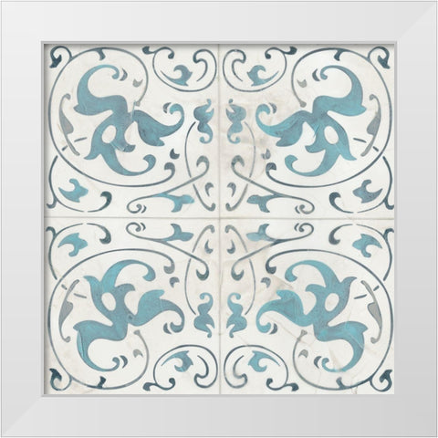 Teal Tile Collection VIII White Modern Wood Framed Art Print by Vess, June Erica