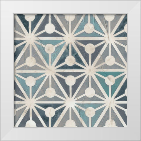 Teal Tile Collection IX White Modern Wood Framed Art Print by Vess, June Erica