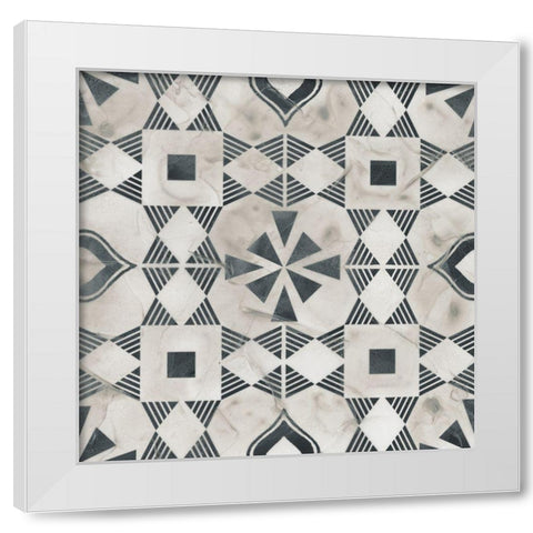 Neutral Tile Collection V White Modern Wood Framed Art Print by Vess, June Erica