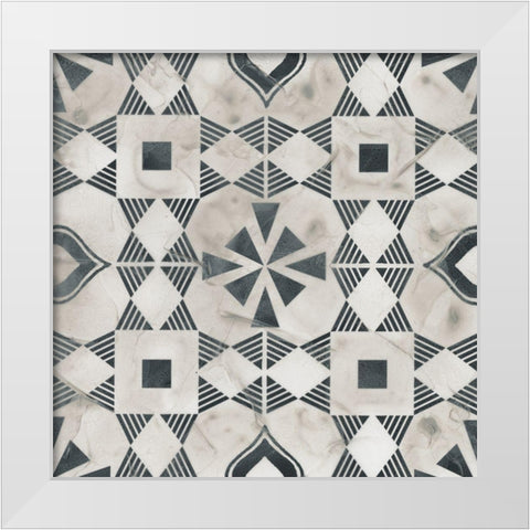 Neutral Tile Collection V White Modern Wood Framed Art Print by Vess, June Erica
