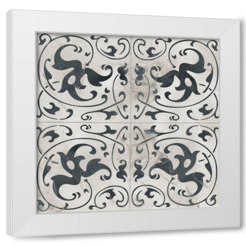 Neutral Tile Collection VIII White Modern Wood Framed Art Print by Vess, June Erica
