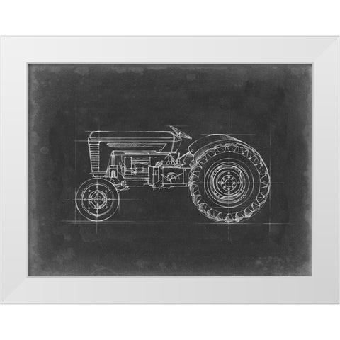 Tractor Blueprint I White Modern Wood Framed Art Print by Harper, Ethan