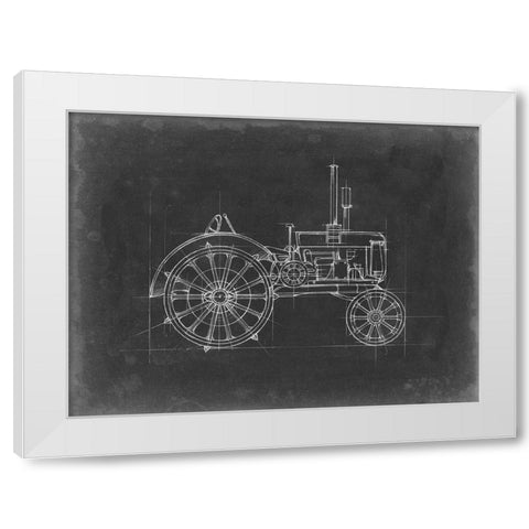 Tractor Blueprint II White Modern Wood Framed Art Print by Harper, Ethan
