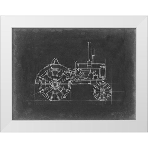 Tractor Blueprint II White Modern Wood Framed Art Print by Harper, Ethan