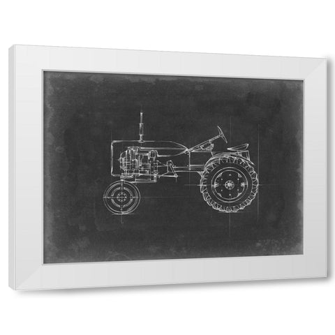 Tractor Blueprint III White Modern Wood Framed Art Print by Harper, Ethan
