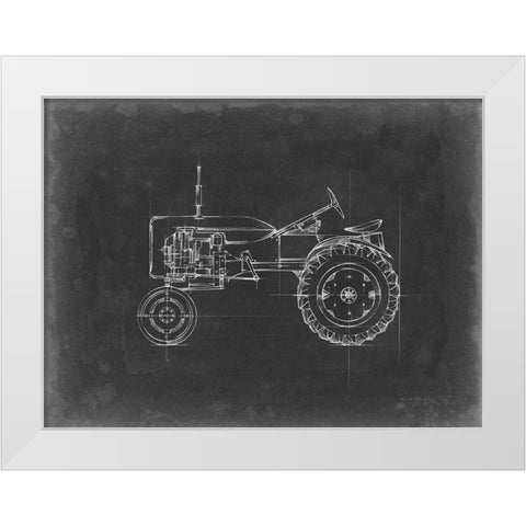 Tractor Blueprint III White Modern Wood Framed Art Print by Harper, Ethan