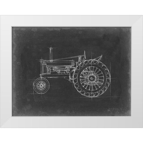 Tractor Blueprint IV White Modern Wood Framed Art Print by Harper, Ethan