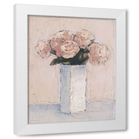 Blush Florals I White Modern Wood Framed Art Print by Harper, Ethan