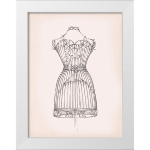 Antique Dress Form I White Modern Wood Framed Art Print by Harper, Ethan