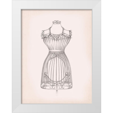Antique Dress Form II White Modern Wood Framed Art Print by Harper, Ethan