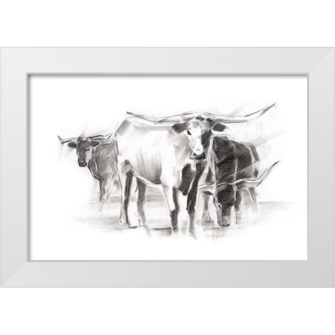 Contemporary Cattle II White Modern Wood Framed Art Print by Harper, Ethan