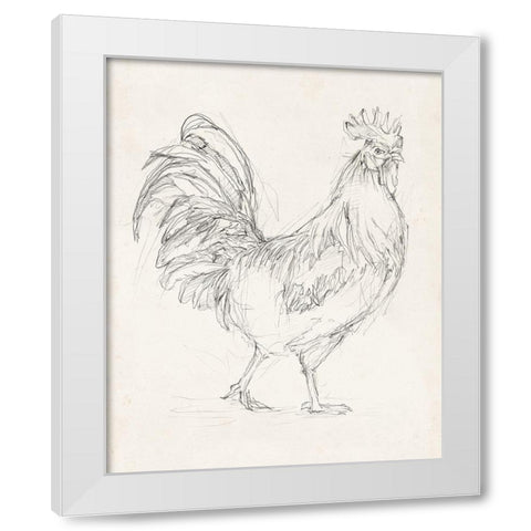 Rooster Sketch I White Modern Wood Framed Art Print by Harper, Ethan