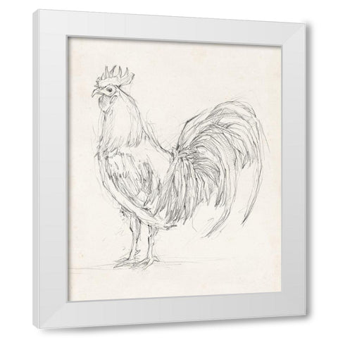 Rooster Sketch II White Modern Wood Framed Art Print by Harper, Ethan
