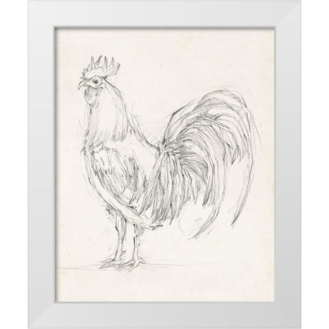 Rooster Sketch II White Modern Wood Framed Art Print by Harper, Ethan