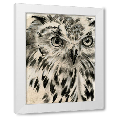 Charcoal Owl I White Modern Wood Framed Art Print by Parker, Jennifer Paxton