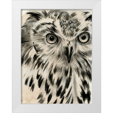 Charcoal Owl I White Modern Wood Framed Art Print by Parker, Jennifer Paxton