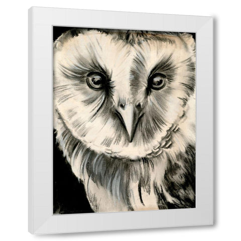 Charcoal Owl II White Modern Wood Framed Art Print by Parker, Jennifer Paxton