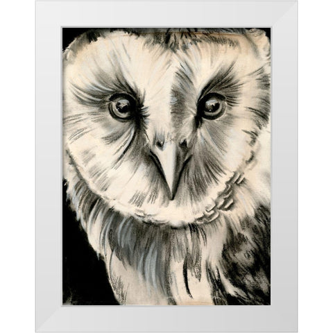 Charcoal Owl II White Modern Wood Framed Art Print by Parker, Jennifer Paxton