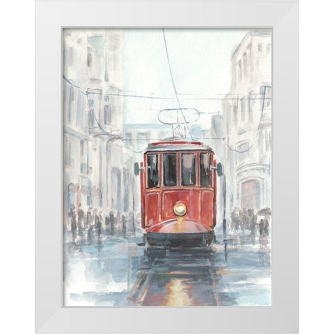 Watercolor Streetcar Study I White Modern Wood Framed Art Print by Harper, Ethan