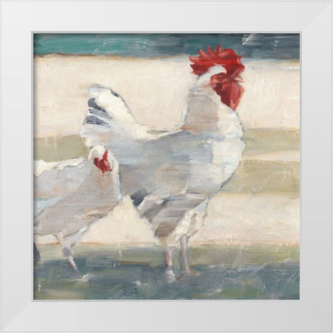 Chicken Yard I White Modern Wood Framed Art Print by Harper, Ethan