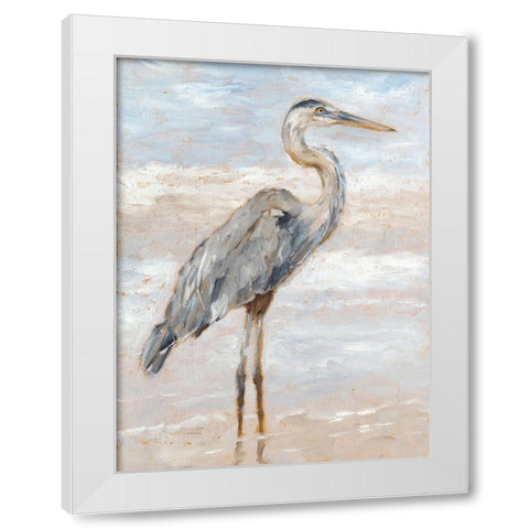 Beach Heron I White Modern Wood Framed Art Print by Harper, Ethan