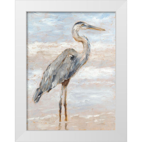 Beach Heron I White Modern Wood Framed Art Print by Harper, Ethan