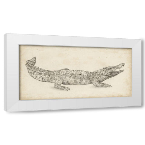 Crocodile Sketch White Modern Wood Framed Art Print by Harper, Ethan