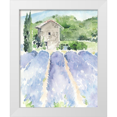 Lavender Fields I White Modern Wood Framed Art Print by Parker, Jennifer Paxton