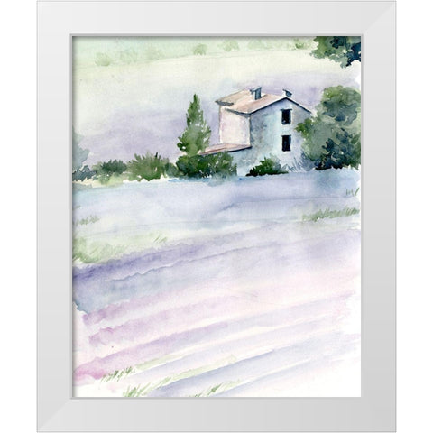 Lavender Fields II White Modern Wood Framed Art Print by Parker, Jennifer Paxton