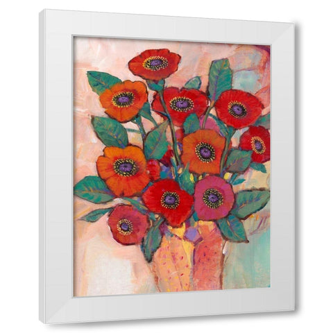 Poppies in a Vase II White Modern Wood Framed Art Print by OToole, Tim
