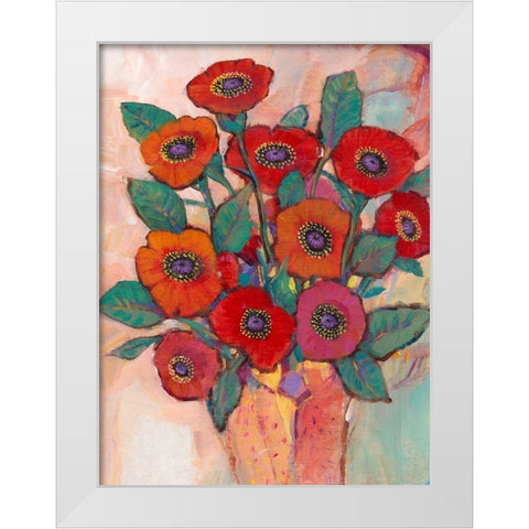 Poppies in a Vase II White Modern Wood Framed Art Print by OToole, Tim