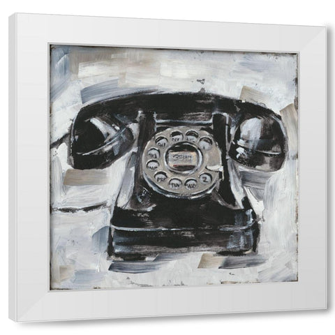Retro Phone I White Modern Wood Framed Art Print by Harper, Ethan
