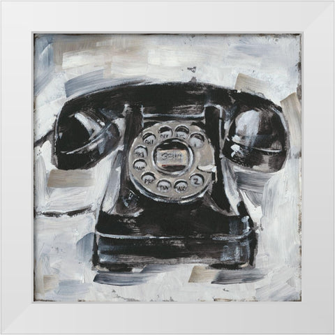 Retro Phone I White Modern Wood Framed Art Print by Harper, Ethan