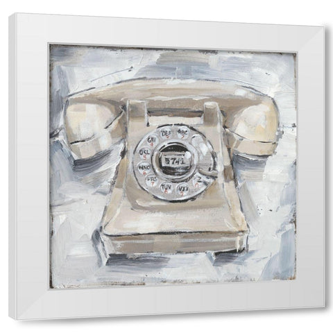 Retro Phone II White Modern Wood Framed Art Print by Harper, Ethan