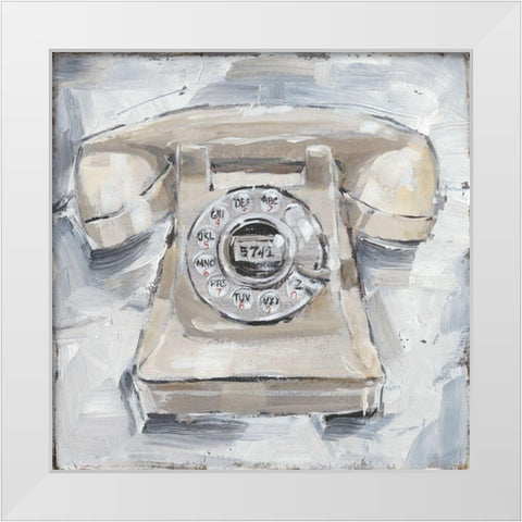 Retro Phone II White Modern Wood Framed Art Print by Harper, Ethan