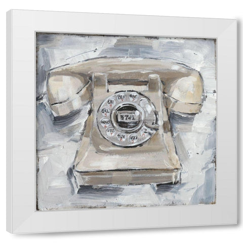 Retro Phone II White Modern Wood Framed Art Print by Harper, Ethan